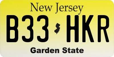 NJ license plate B33HKR