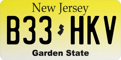 NJ license plate B33HKV