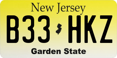 NJ license plate B33HKZ