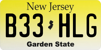 NJ license plate B33HLG