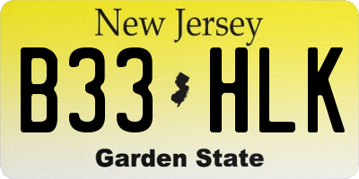 NJ license plate B33HLK