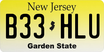 NJ license plate B33HLU