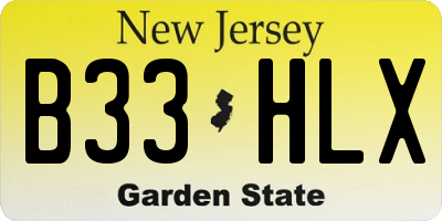 NJ license plate B33HLX