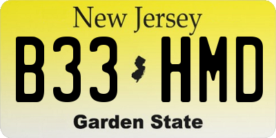 NJ license plate B33HMD