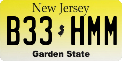 NJ license plate B33HMM