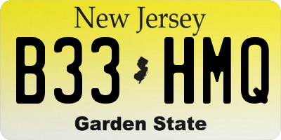 NJ license plate B33HMQ