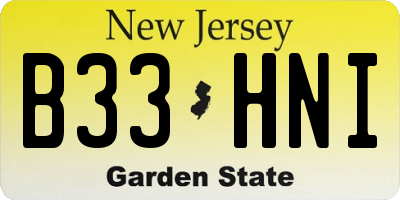 NJ license plate B33HNI