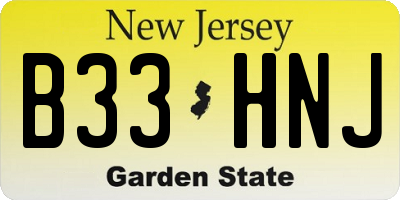 NJ license plate B33HNJ