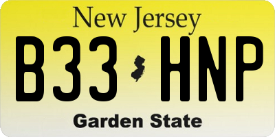 NJ license plate B33HNP