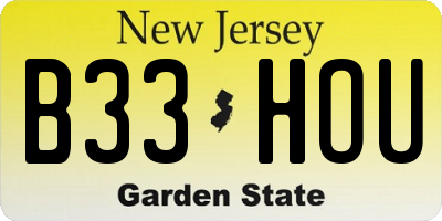 NJ license plate B33HOU