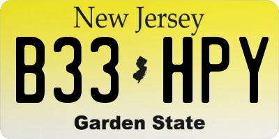 NJ license plate B33HPY