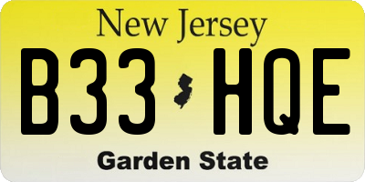 NJ license plate B33HQE