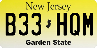 NJ license plate B33HQM