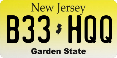 NJ license plate B33HQQ