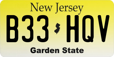 NJ license plate B33HQV