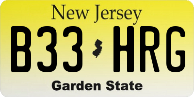 NJ license plate B33HRG