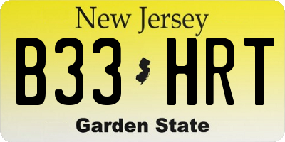 NJ license plate B33HRT