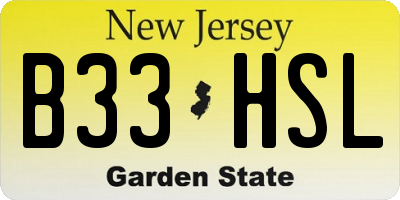 NJ license plate B33HSL
