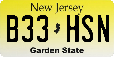NJ license plate B33HSN