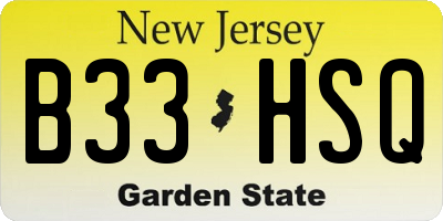 NJ license plate B33HSQ