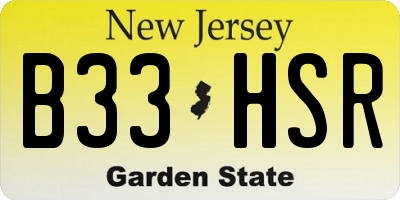 NJ license plate B33HSR