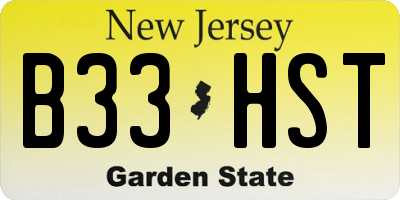 NJ license plate B33HST