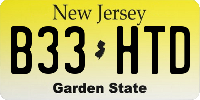 NJ license plate B33HTD