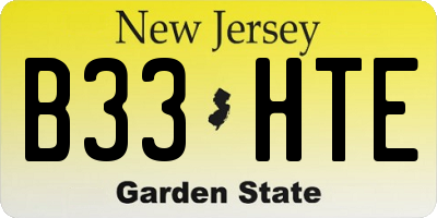 NJ license plate B33HTE
