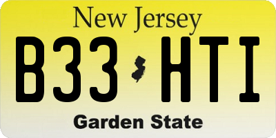 NJ license plate B33HTI