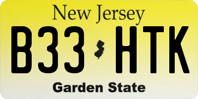NJ license plate B33HTK