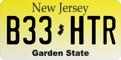 NJ license plate B33HTR