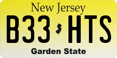 NJ license plate B33HTS