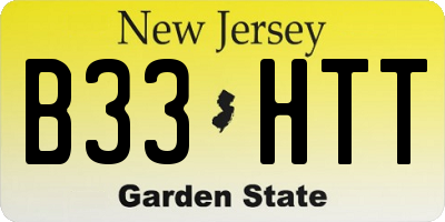 NJ license plate B33HTT