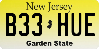 NJ license plate B33HUE