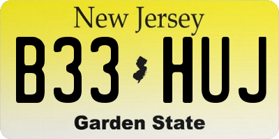 NJ license plate B33HUJ