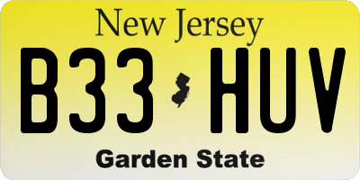 NJ license plate B33HUV