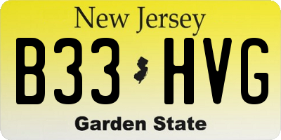 NJ license plate B33HVG