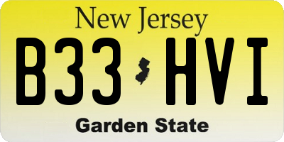 NJ license plate B33HVI