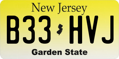 NJ license plate B33HVJ