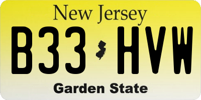 NJ license plate B33HVW