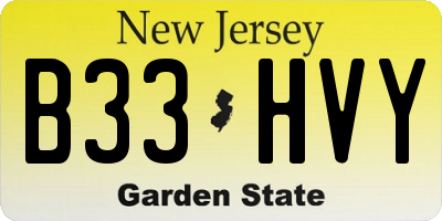 NJ license plate B33HVY