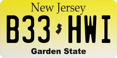 NJ license plate B33HWI