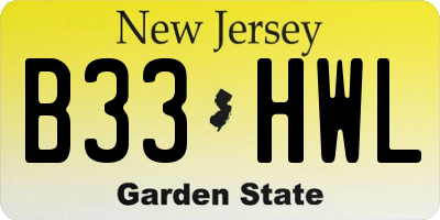 NJ license plate B33HWL