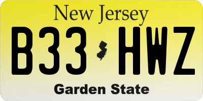 NJ license plate B33HWZ