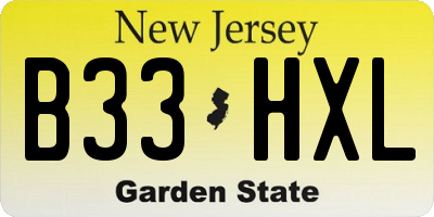NJ license plate B33HXL