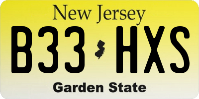 NJ license plate B33HXS