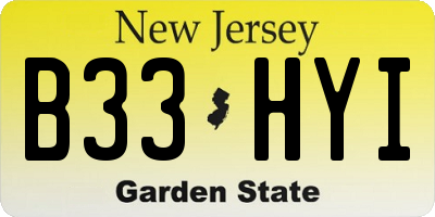 NJ license plate B33HYI