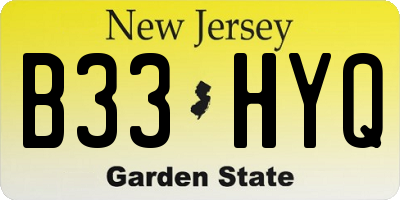 NJ license plate B33HYQ