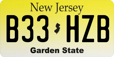 NJ license plate B33HZB