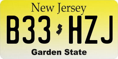 NJ license plate B33HZJ